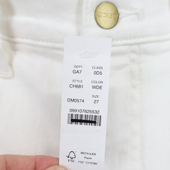 J.Crew 96' Slim Straight White Denim Jean Size 27 NWT - Picture 6 of 9